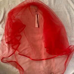 Elegant Red Veil Wrap
